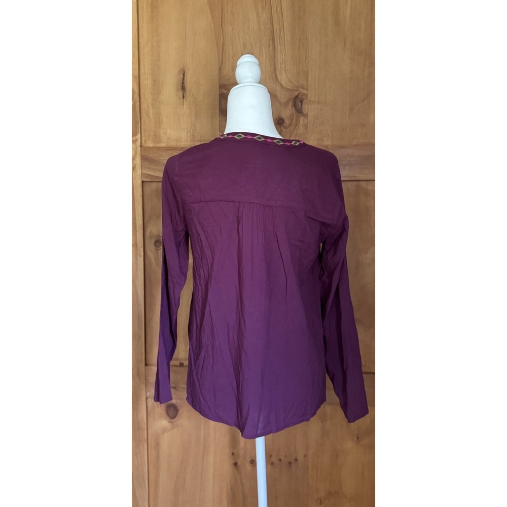 NWT Savanna Jane Embroidered Peasant Blouse Sz S Bohemian Long Sleeve Aztec - Picture 4 of 11